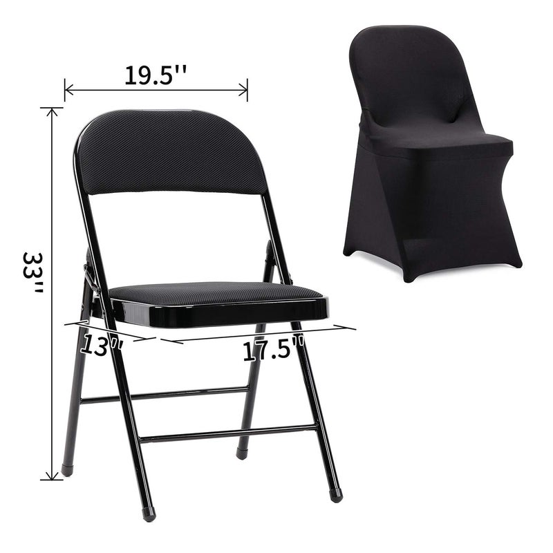 Peomeise Stretch Spandex Folding Chair Cover for Wedding Party Dining Banquet Event (Black,6pcs) - Image 3